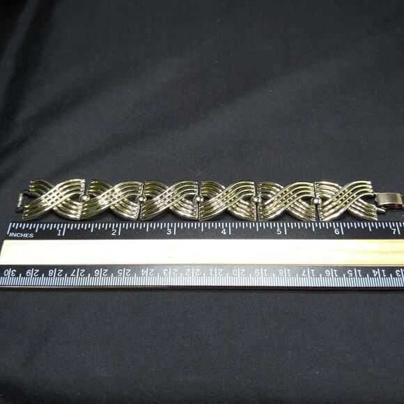 Bergere Modernist Gold Tone Bracelet 1940s 1950s Vintage Jewelry Signed - Picture 7 of 10